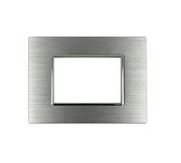 Placca in metallo satinato/ossidato compatibile con BTicino Axolute - da incasso a scatto, per supporti 3/4/6 moduli (3M/4M/6M) - adatta a cassette 503/504/506/507 (3 POSTI, ARGENTO cod.7mt)