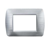 PLACCA IN PLASTICA SATINATA, COMPATIBILE CON BTICINO LIVING, 3 MODULI/POSTI, COLORE ARGENTO, DESIGN ELEGANTE E MODERNO, PER INTERRUTTORI/PRESE, TECNOPOLIMERO DI ALTA QUALITA'