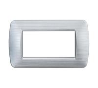 PLACCA IN PLASTICA SATINATA, COMPATIBILE CON BTICINO LIVING, 4 MODULI/POSTI, COLORE ARGENTO, DESIGN ELEGANTE E MODERNO, PER INTERRUTTORI/PRESE, TECNOPOLIMERO DI ALTA QUALITA'