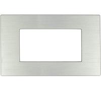 Placca in tecnopolimero effetto Metallo Satinato compatibile con BTicino Axolute Dynamic - 3/4/6 moduli - cornice copri interruttori da incasso - per cassette 503/504/506/507 (Silver Argento 4 moduli)