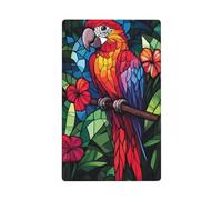 Placca in vetro colorato con pappagallo tropicale e fiori tropicali a levetta singola, per interruttore della luce, decorativo, 1 banda, per cucina, camera da letto, bagno, dimensioni 11,4 x 7 cm