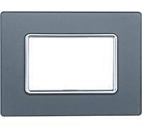 PLACCA IN VETRO COMPATIBILE CON SERIE BTICINO MATIX 2-3-4-6 POSTI COLORI ASSORTITI (3 MODULI, SILVER)