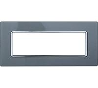 Placca compatibile Bticino Matix 6 moduli vetro colore argento