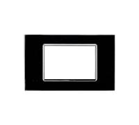 Placca in Vetro Nero compatibile con Bticino Living/Living Light - per supporti LN4703 / L4703 - 3/4 / 7 Moduli - Cornice frontale da incasso (cassette 503/504/507) (3 Moduli)