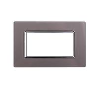 Placca In Vetro Serie Space 4P Colore Silver Compatibile Con Bticino Living Ligh