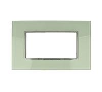 Placca in vetro verde biancastro compatibile con Bticino Axolute - 3/4/6 moduli - copripresa da incasso per cassette 503/504/506/507 (4 POSTI)