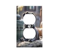 Placca interruttore a forma di cane carlino nero in acciaio inox resistente, infrangibile, bordo moderno, piatti da parete duplex decorativi per camera da letto, cucina, casa