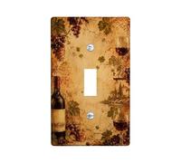 Placca interruttore a levetta a tema vino toscano | Paesaggio toscano, grappoli d'uva, bicchieri da vino rosso, decorazione rustica per la casa, regalo per amanti del vino