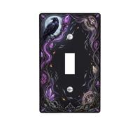 Placca interruttore a levetta da parete in cristallo gotico corvo | Placca da parete gotica, decorazione mistica con uccellini, sigillo occulto, accenti per la casa fantasia scura