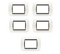 Placca Living Light International Bticino 3 Posti Tecnopolimero L4803 per Interruttori Prese e Pulsanti (5, Bianco L4803PB)