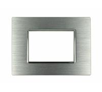 Placca Luxury 503 3M In Metallo Satinato Colore Argento Compatibile Con Bticino