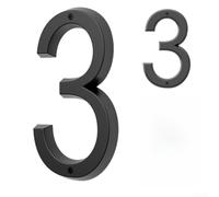 Placca moderna 3D per casa, 16 cm, resistente alle intemperie, colore nero | Altezza 15,2 cm, struttura in lega di zinco, finitura nera, effetto 3D galleggiante, soddisfa le regole di visibilità