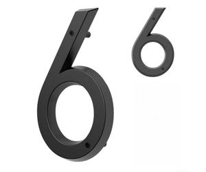 Placca moderna 3D per casa, 16 cm, resistente alle intemperie, colore nero | Altezza 15,2 cm, struttura in lega di zinco, finitura nera, effetto 3D galleggiante, soddisfa le regole di visibilità