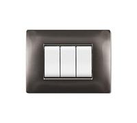 PLACCA MYLIFE Q 3 MODULI ALLUMINIO NOTTE (ELETTROCANALI cod. ECL2883AN)