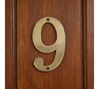 Placca Numero Civico in Ottone Massiccio, Placca Indirizzo in Metallo da 4 Pollici (101mm) per Cassetta delle Lettere, Appartamento, Porta Esterna, Numero 9