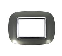 A2ZWORLD Placca ovale in plastica da 3 moduli compatibile Bticino Axolute Acciaio scuro