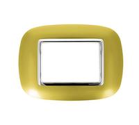 Placca Ovale In Plastica, Da 3 Moduli Posti, Compatibile Con Bticino Axolute (Oro Lucido)