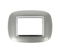 Placca Ovale In Plastica, Da 3 Moduli Posti, Compatibile Con Bticino Axolute (Silver)