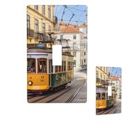 Placca per interruttore a levetta singola, piastra da parete per tram di Lisbona, interruttore a levetta singolo, piastra decorativa per interruttore a parete, dimensioni standard 11,4 x 7 cm