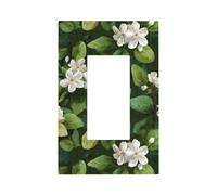 Placca per interruttore della luce a forma di fiori di gelsomino bianco, copertura per pannello frontale a bilanciere singolo, 1 banda, decorazione per presa di casa, cucina, camera da letto, bagno