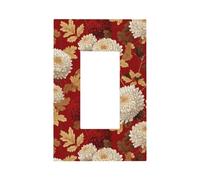 Placca per interruttore della luce con foglie bianche marroni e fiori, copertura per pannello frontale a bilanciere singolo, 1 banda, decorazione per presa di casa, cucina, camera da letto, bagno