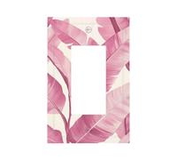 Placca per interruttore della luce con foglie di palma rosa tenue, copertura per piastra frontale a bilanciere singolo, 1 banda, decorazione per presa di casa, cucina, camera da letto, bagno
