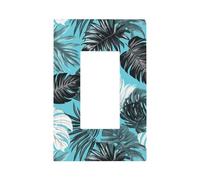 Placca per interruttore della luce con foglie tropicali in bianco e nero pastello, copertura per pannello frontale a bilanciere singolo, 1 banda, decorazione per presa di casa, cucina, camera da letto
