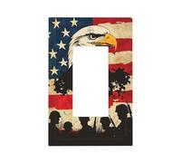 Placca per interruttore della luce con sagoma di soldati con bandiera americana soldati aquila, copertura per piastra frontale a bilanciere singolo, 1 banda, decoratore, copertine per presa per casa