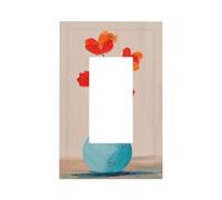 Placca per interruttore della luce minimalista a forma di fiore rosso in un vaso, copertura per piastra frontale a bilanciere singolo, 1 banda, decorazione per presa di casa, cucina, camera da letto