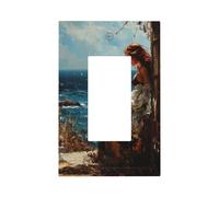 Placca per interruttore della luce rustica con donna che legge sul mare, copertura per piastra frontale a bilanciere singolo, 1 banda, decoratore, copertine per presa per casa, cucina, stanza, bagno