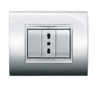 Placca per presa elettrica a 3 posti Prestige cromo Cromo