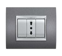 Placca per presa elettrica a 3 posti Prestige grigio chiaro Grigio chiaro