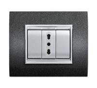 Placca per presa elettrica a 3 posti Prestige grio scuro Grigio scuro