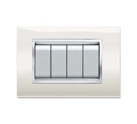 Placca per presa elettrica a 4 posti Prestige bianco Bianco