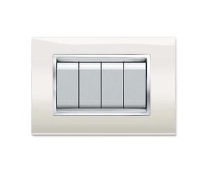 Placca per presa elettrica a 4 posti Prestige bianco Bianco
