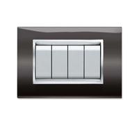 Placca per presa elettrica a 4 posti Prestige nero Nero