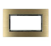 Placca Placche Alluminio Metallo Satinato Ossidato Compatibile con Bticino Living Light Serie completa copri interruttore disponibili Nero, Oro, Marrone, Silver (4 POSTI, ORO SATINATO)