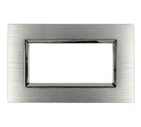 Placca Placche Alluminio Metallo Satinato Ossidato Compatibile con Bticino Living Light Serie completa copri interruttore disponibili Nero, Oro, Marrone, Silver (4 POSTI, ARGENTO SATINATO)