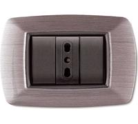 Placca Placchetta Interrutori 4 P Plastificata Acciaio Satinato LIVING BTICINO