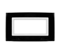 Placca Plexi 4M Con 4 Moduli Posti Plexiglass Lucido Effetto Vetro Cristallo Compatibile Con Bticino Living (Nero)