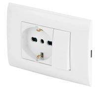 Placca premontata con presa 10/16 A e deviatore bianco Bianco