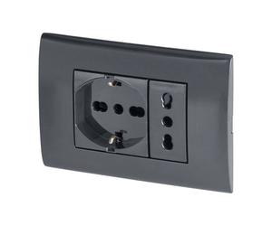 Placca premontata con presa tedesca e presa 10-16 A antracite Antracite