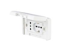 PLACCA PREMONTATA FRUTTO 10-16A E PRESA BIVALENTE 10/16A BIANCO DI POLY POOL