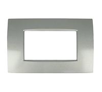 Placca Quadra compatibile Living Light Serie Completa supporti 3 4 7 posti moduli per cassette incasso 503 504 507 (4 Posti, Silver cod.7)