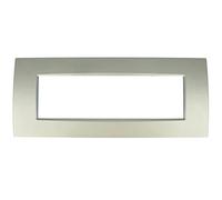 Placca Quadra compatibile Living Light Serie Completa supporti 3 4 7 posti moduli per cassette incasso 503 504 507 (7 Posti, Titanio cod.07)