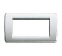 VIMAR PLACCA 4 MODULI RONDO' IN METALLO ARGENTATA SERIE IDEA 16754.21