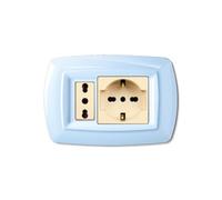 Placca serie Tondo', 2 moduli, UNEL, plastica, azzurro pastello, compatibile con BTicino Magic - Elettrocanali ECL2598PA