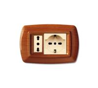 Placca serie Tondo', 2 moduli, UNEL, plastica, legno chiaro, compatibile con BTicino Magic - Elettrocanali ECL2598LC