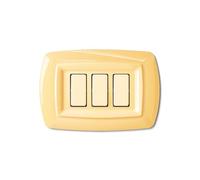Placca serie Tondo', 3 moduli, plastica, giallo pastello, compatibile con BTicino Magic - Elettrocanali ECL2593PY