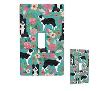 Placca singola per interruttore della luce Border Collie Florals Placca da parete interruttore a levetta singola piastra decorativa 1 gang copri interruttore da parete, dimensioni standard 11,4 x 7 cm